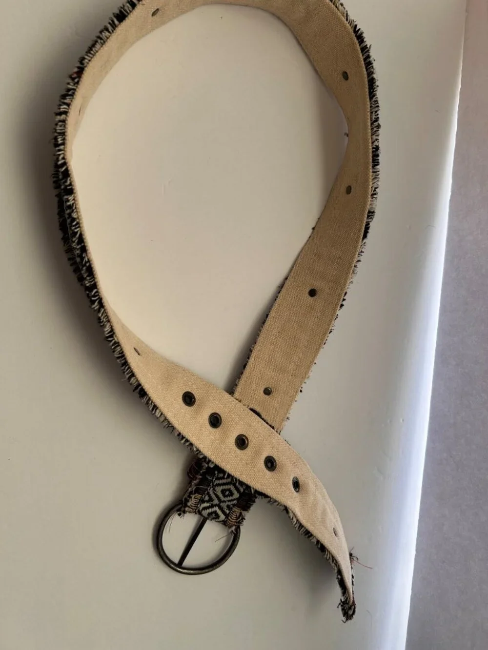 Boho Tapestry Belt with Fringe, Grommets, and a Ring Buckle Size 7 (Adjustable)